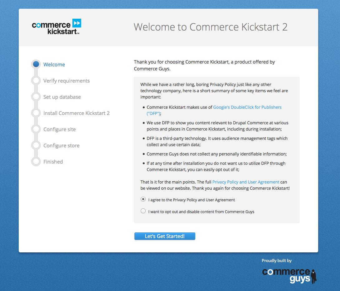 Drupal CMS - Drupal Commerce Kickstart 2 installation profile theme