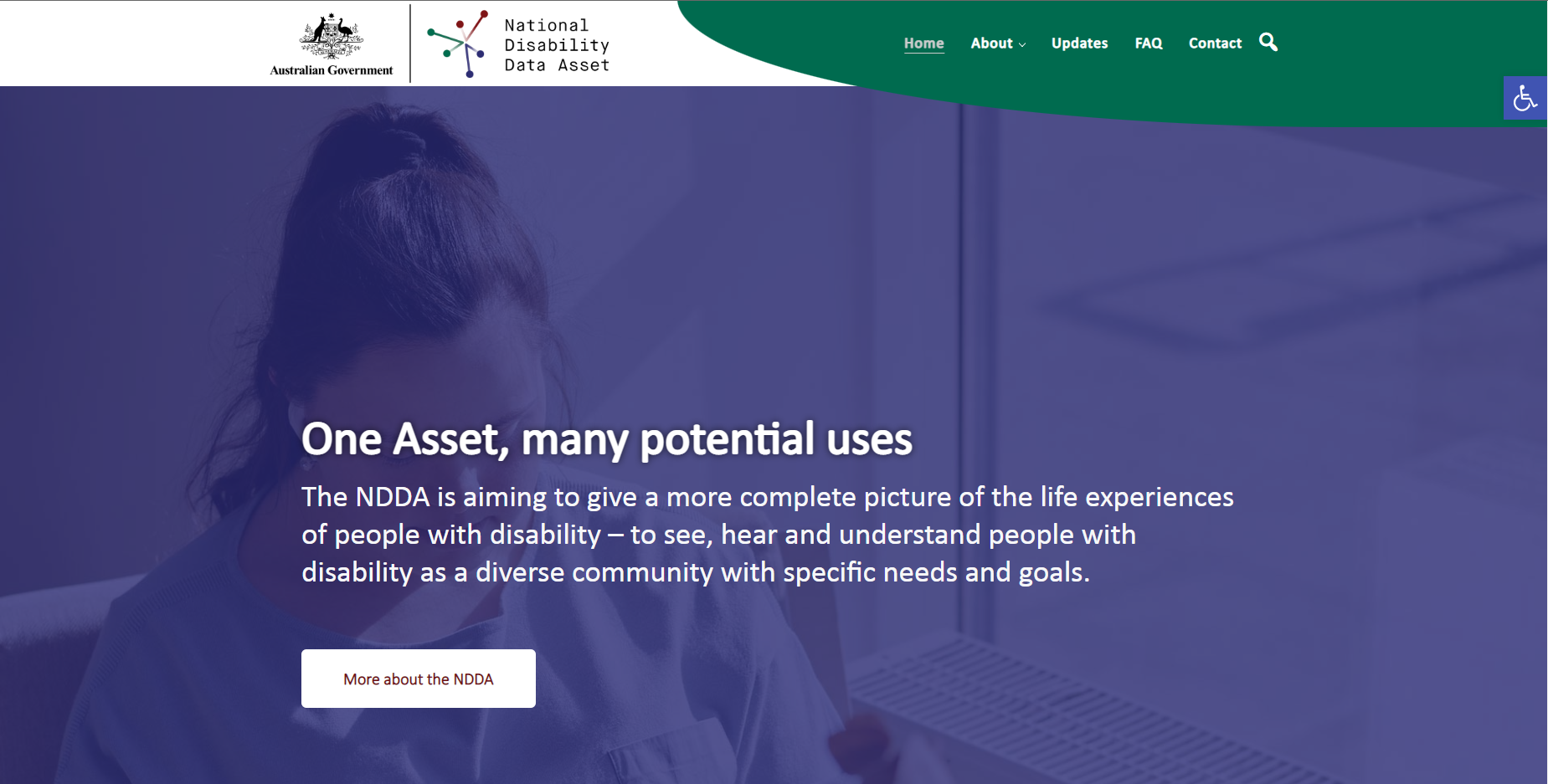 Screenshot of the National Disability Data Asset (NDDA) website
