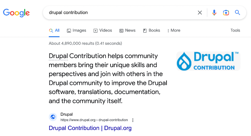Google search result for “drupal contribution”