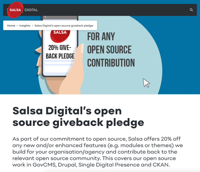 Snapshot of Salsa’s open source giveback pledge