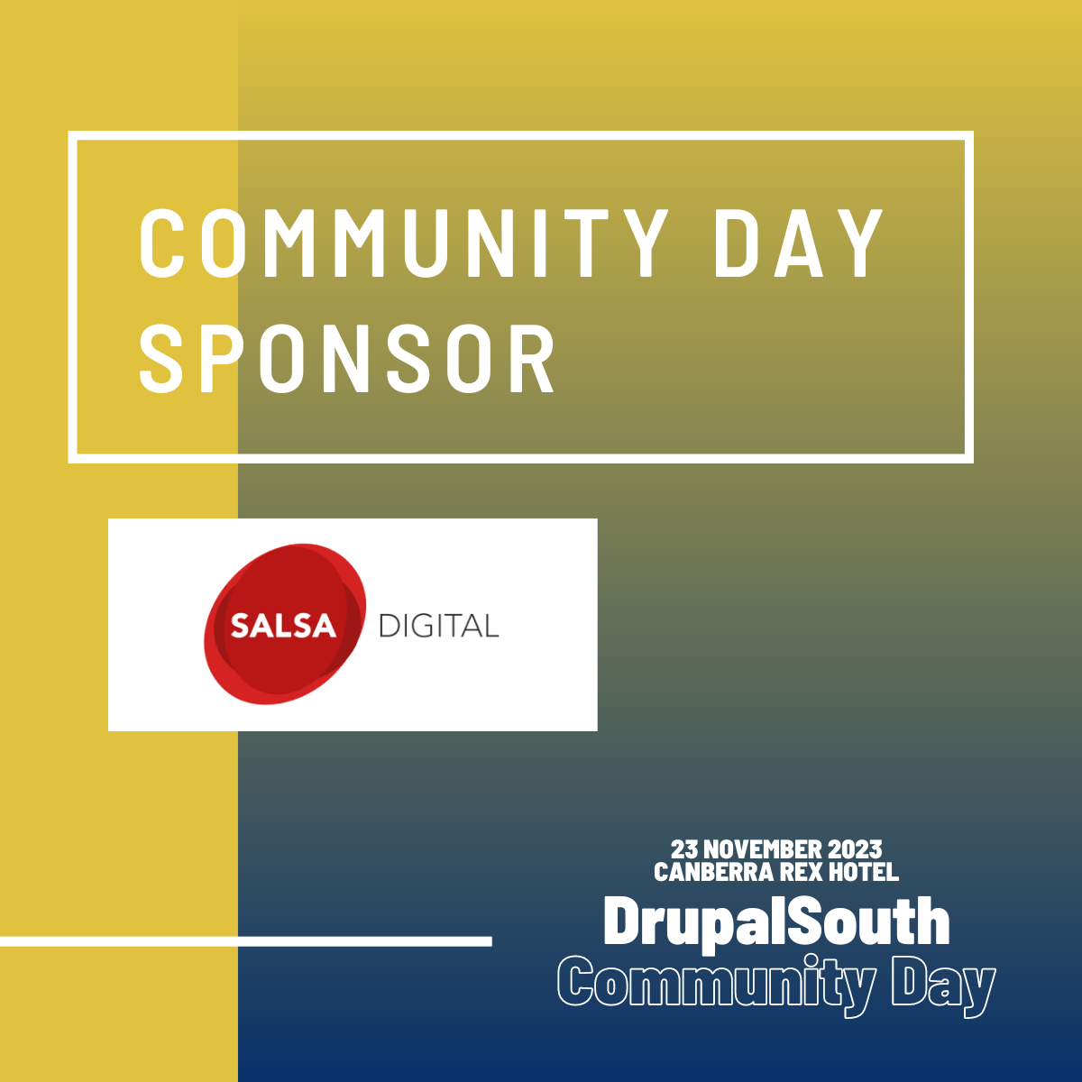 Community Day Sponsor card, with Salsa's logo and details of the Community  Day. 