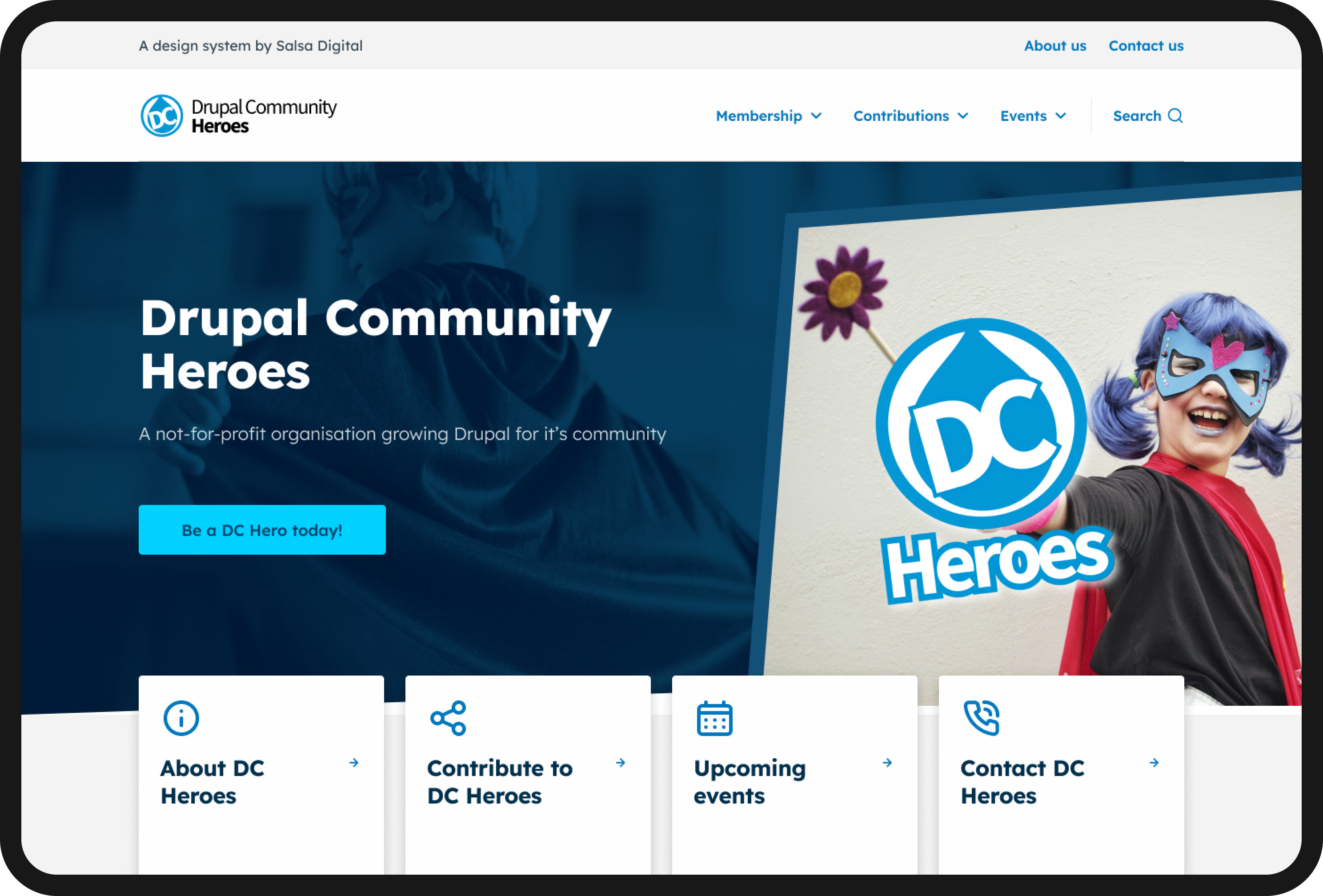 CivicTheme DrupalSouth's Got Talent game show homepage in tablet-like screen