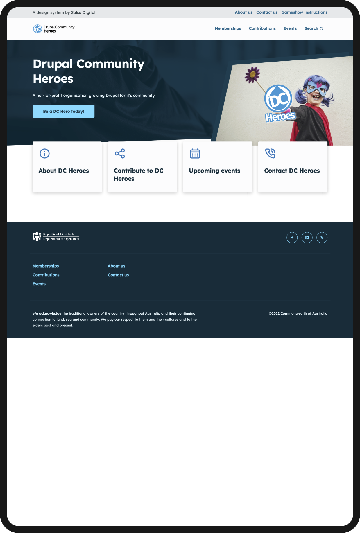 Screenshot of Jaspreet Gill's CivicTheme page for DrupalSouth Got Talent gameshow